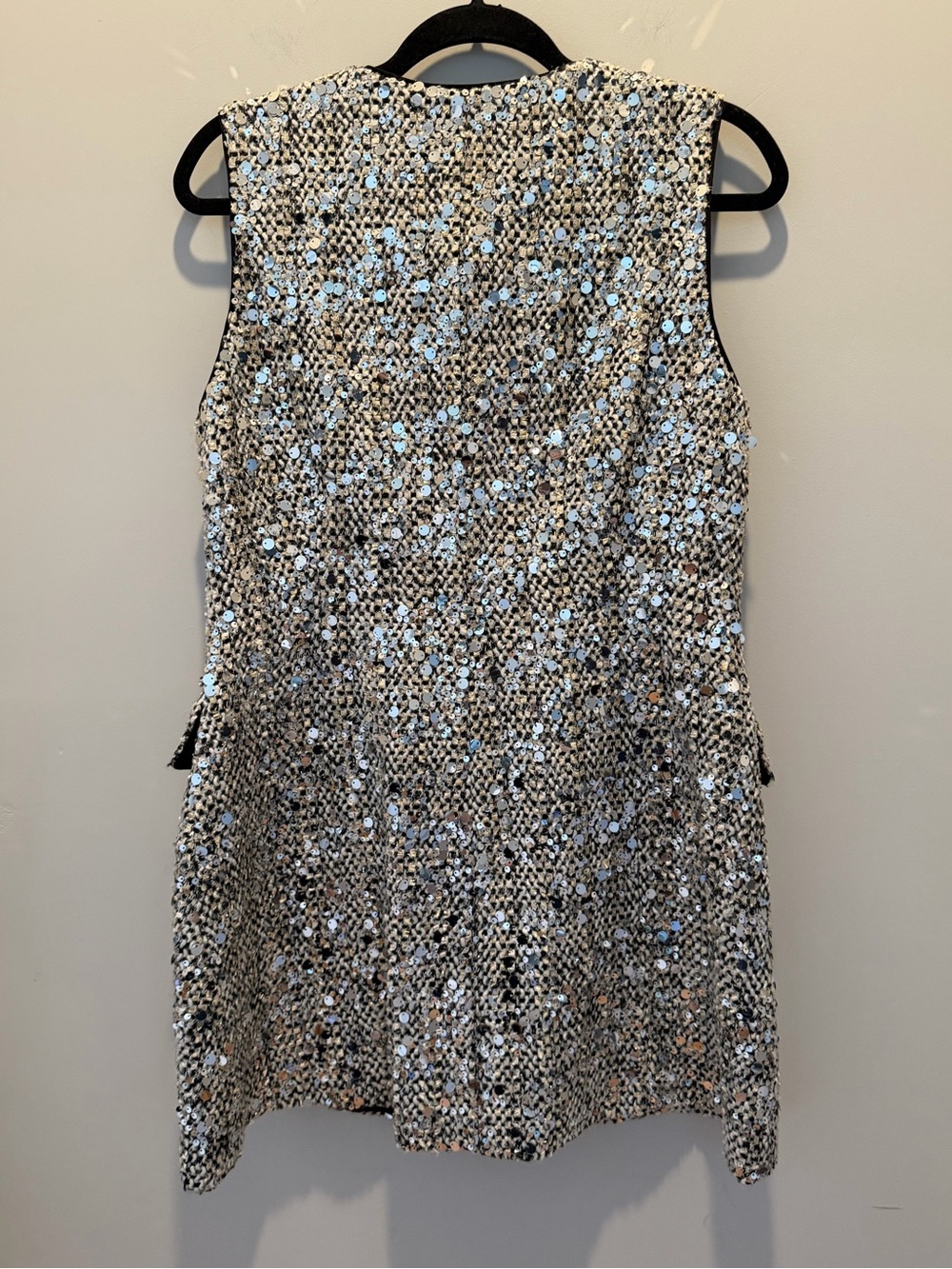 ANTONIO MELANI Emiliana Silver-White Tweed Sleeveless Mini Dress - Picture 5 of 6